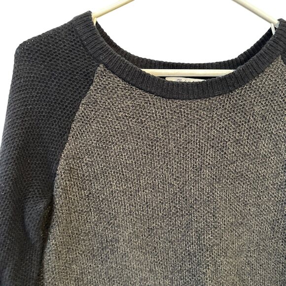 Madewell Women's Black and Grey Crew Neck Slit Back Cotton Sweater Size XS - Picture 6 of 7